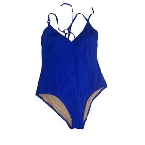 UGC Kona Sol One Piece Blue Swimsuit Strappy Lace Up Back